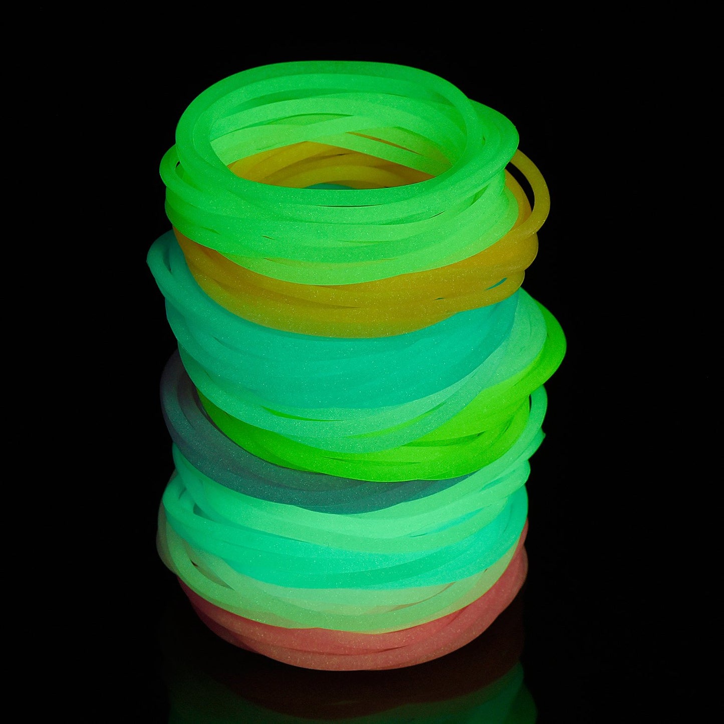 Hotop 100 Pcs 80s Multicolor Silicone Jelly Bracelets Rainbow Glow Neon Stretchable Gel Gummy Rubber Bracelets Hair Ties 80s Pa