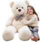 Morismos Giant White Teddy Bear Stuffed Animals Plush Toy For Girlfriend Kids Christmas Valentine'S Day Birthday 47 Inches