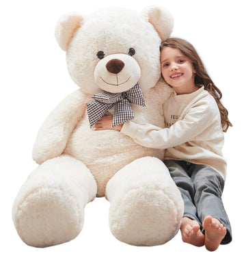 Morismos Giant White Teddy Bear Stuffed Animals Plush Toy For Girlfriend Kids Christmas Valentine'S Day Birthday 47 Inches
