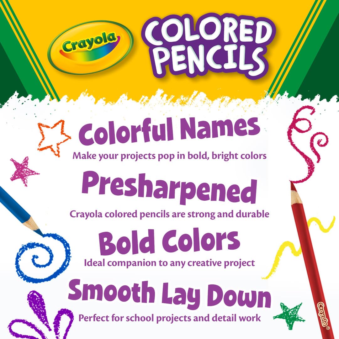 Crayola Colored Pencils (36Ct), Kids Pencils Set, Arts & Crafts Supplies, Coloring Book Pencils, Gifts For Kids & Toddlers, Ages 3+