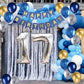 17Th Birthday Party Decoration For Boys, Happy Birthday Banner Blue Number 17 Birthday Balloons Metallic Silver Blue Gold Latex