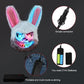 ZONESTA Purge Mask Light Up,LED Scary Furry Bunny Mask Bloody Plush Creepy Cosplay Halloween Costumes