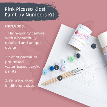 Pink Picasso Kits Paint By Number For Kids Ages 8-12 | Diy Beginner Kids Craft Kit Acrylic Paint Canvas Painting Art Kits & Wall