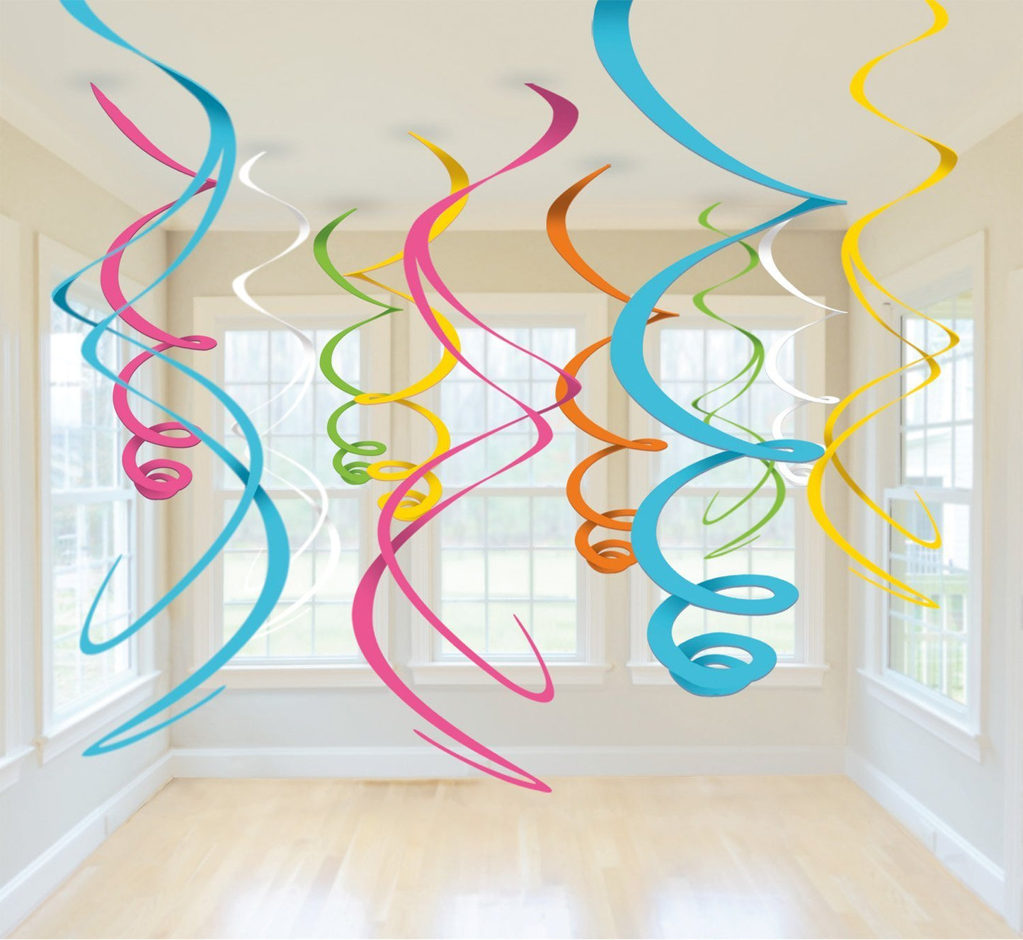 AimtoHome Party Swirl Decorations, Hanging Swirl for Ceiling Decorations, Silver, Pack of 30