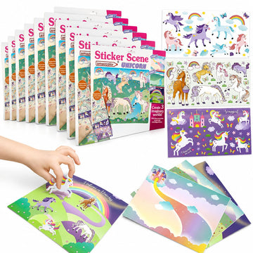 Birthday Popper Birthday Return Gift for Kids Unicorn Sticker Books, 10 Pcs