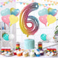 Biapian 40 Inch Rainbow Number 6 Balloons, 7Pcs Gradient Large 6Th Birthday Balloons With 18'' Foil Heart Balloon Helium For 6Th