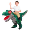 Spooktacular Creations Kids Halloween Inflatable Dinosaur Costumes, Light-Up Eyes Riding A T-Rex Inflatable Costume, Green Rawr Blow Up Dinosaur Costumes For Halloween Costume Cosplay Themed Parties