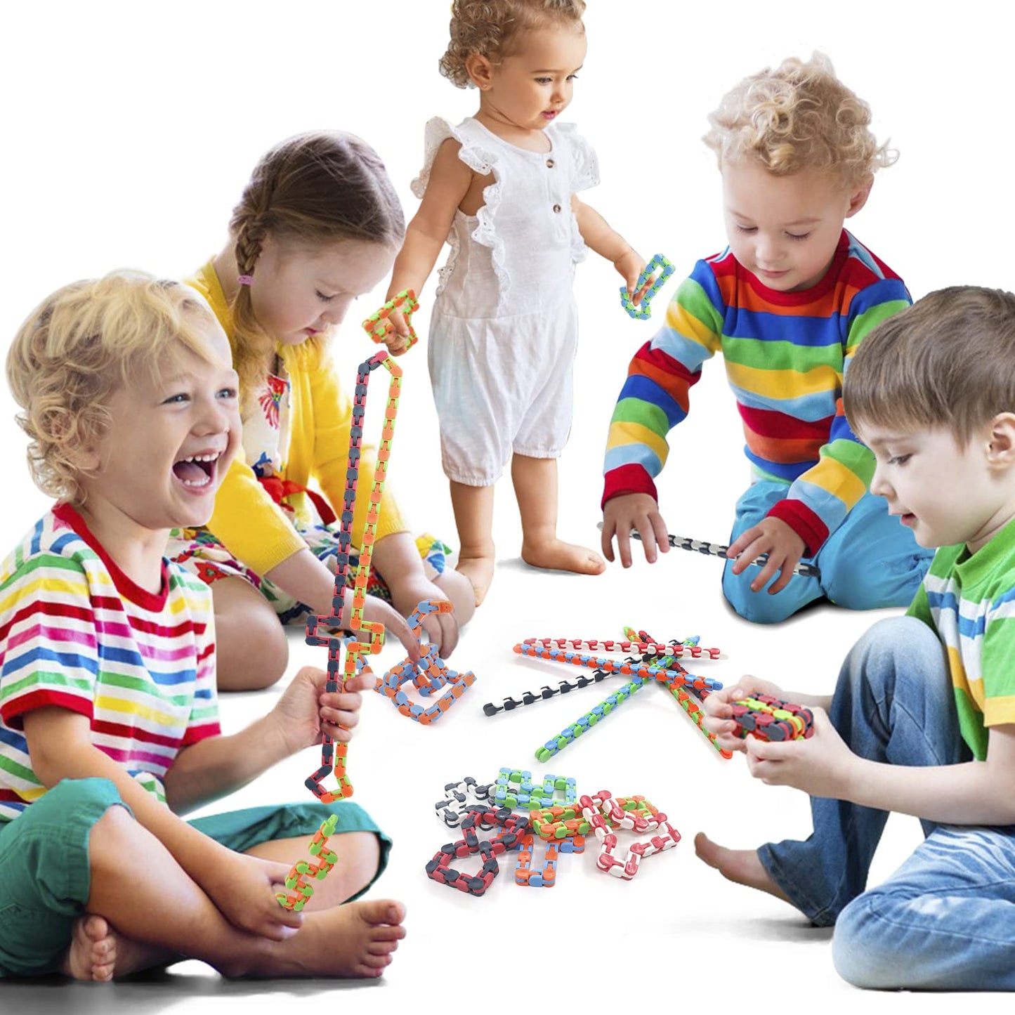 Lendod 30 Pack Wacky Tracks Snap And Click Fidget Toys Finger Sensory Toys, 24 Links Snake Puzzles For Stress Relief, Party Bag Fillers, Party Supplies