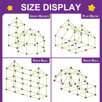 Fort Building Kit For Kids,Stem Construction Toys, Educational Gift For 3 4 5 6 7 8 9 10 11 12 Years Old Boys And Girls,Ultimate Creative Set For Indoor & Outdoors Activity,140 Pcs,Purple