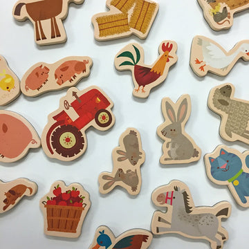 On The Farm Wooden Magnetic Shapes, 9780735333482