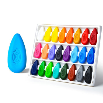 Four Candies 24 Colors Toddler Crayons, Non-Toxic Washable Crayons for Kids, Easy to Hold Water-Drop Shape Crayons for Toddlers,