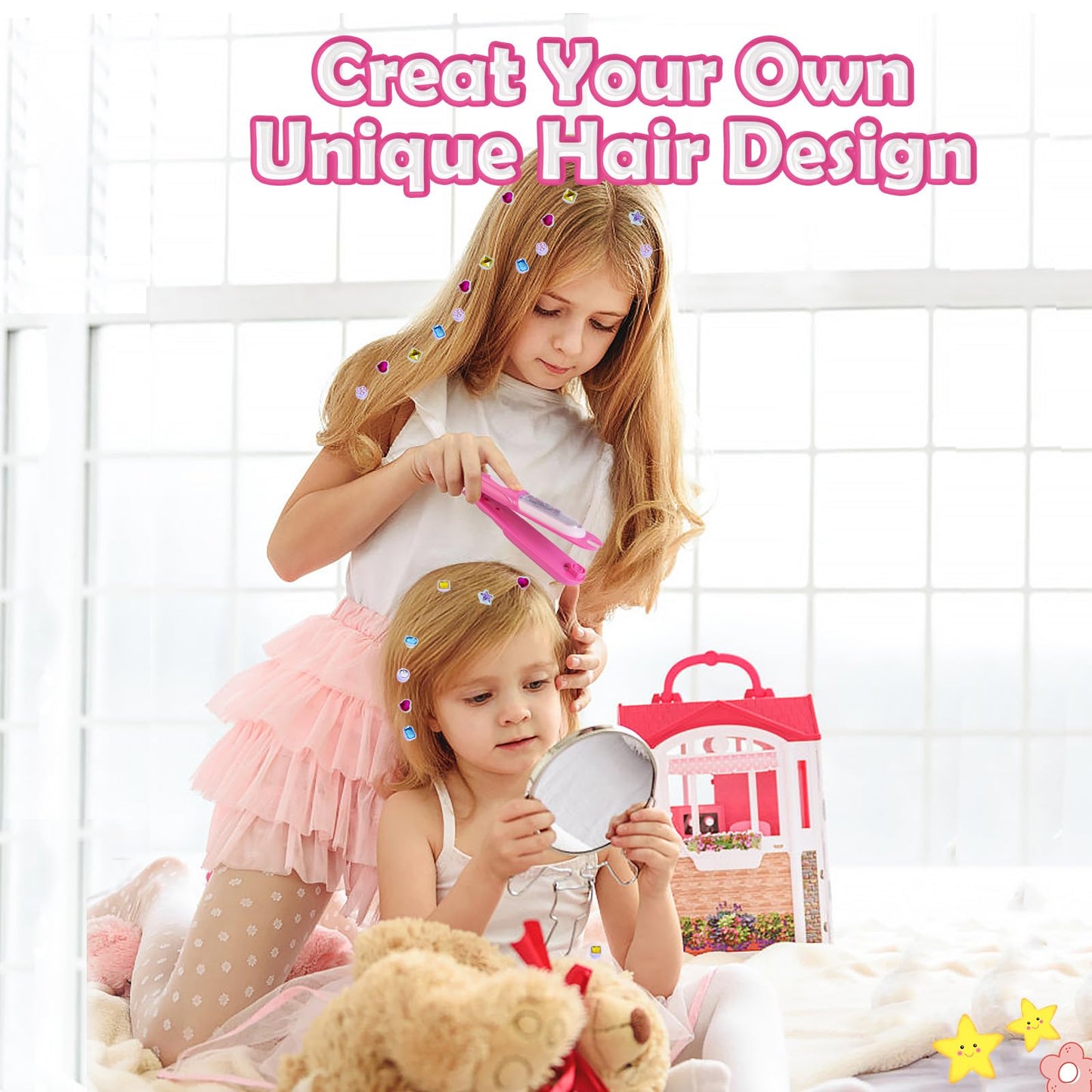 kidzkube Kids Hair Gem Stamper Kit, Quick Gems Hair Jeweler, Bling Hair Jewels for Girls Toys, Hair Styling Tool with Reusable S