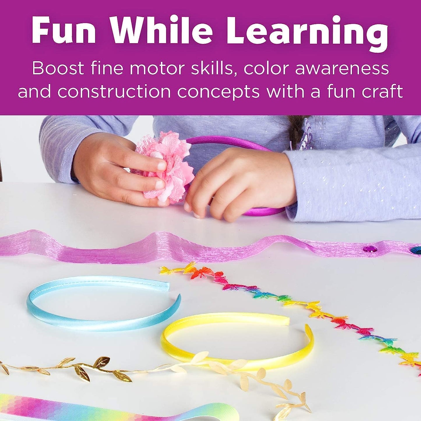Creativity for Kids Fashion Headband Making Kit - 10 DIY Headbands, Multicolor, Arts and Craft Kit for Ages 5-7, Model 1819000
