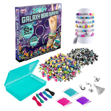 Fashion Angels Galaxy Bead Super Set Bracelet Making Activity Kit With Over 2,000 Beads And Organizer Keeper Case That Makes Over 50 Bracelets, Comes With Alphabet Beads, Pearlescent And Metallic Beads, Metal Charms, Inspiration Guide, Ages 8 And Up