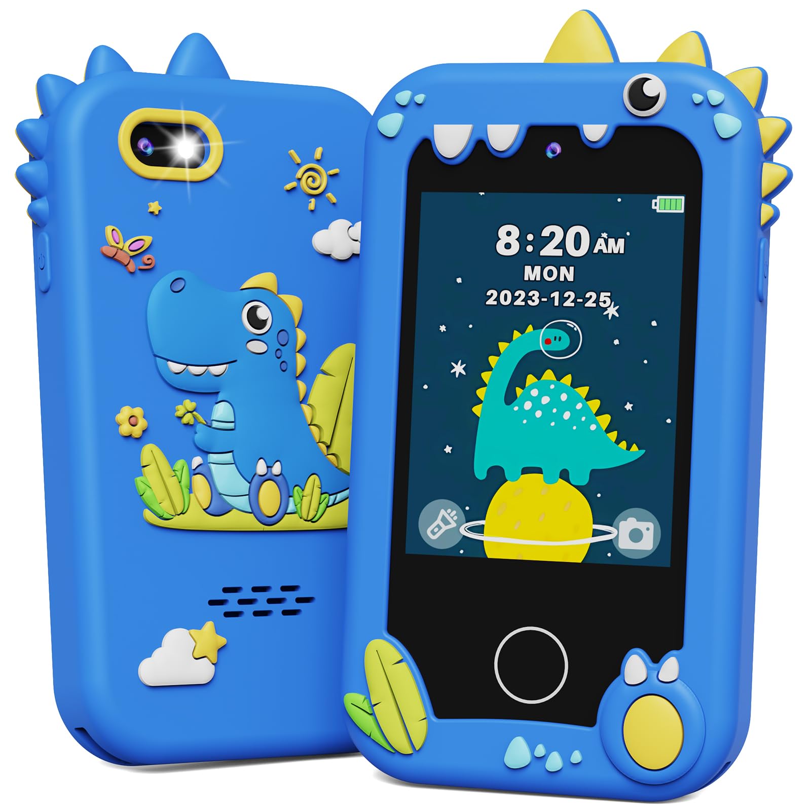KOKODI Kids Smart Phone Toys, Touchscreen HD Dual Camera Cell Phone for Kids, Birthday Gifts Dinosaur Toddler Play Phone for Boy