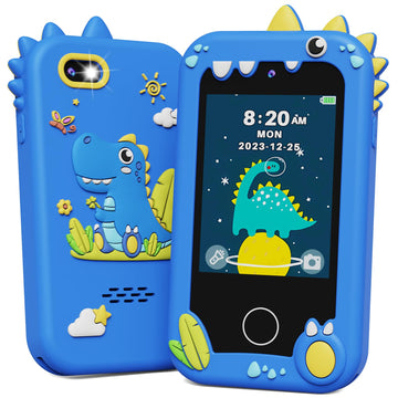 KOKODI Kids Smart Phone Toys, Touchscreen HD Dual Camera Cell Phone for Kids, Birthday Gifts Dinosaur Toddler Play Phone for Boy