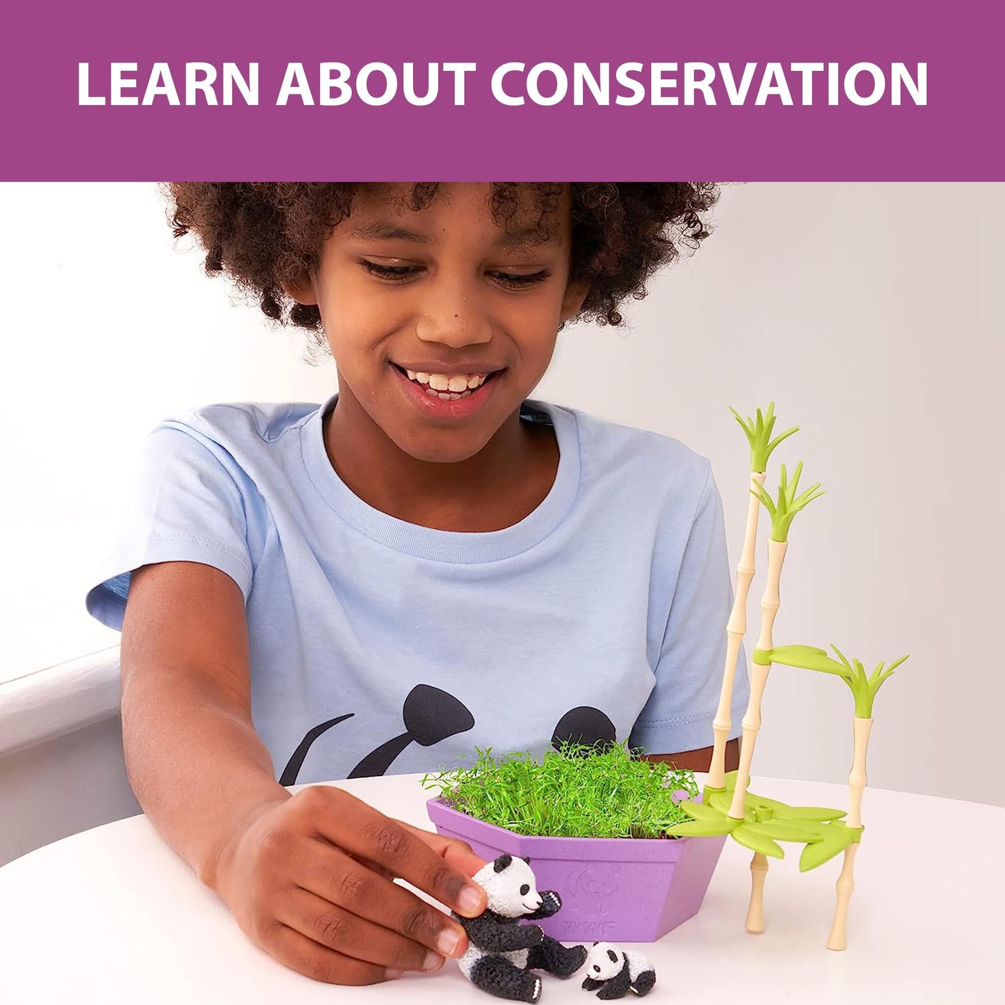 Wild Scenes Pandas' Bamboo Forest - Grow & Play Kit Environmentally Friendly Wildlife Conservation Toy - Animal Playset for Kids Ages 4 and Up