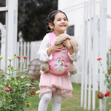 Gagaku Baby Doll Carrier Kids, Toy Baby Carrier For Dolls, Toy Baby Doll Sling, Reborn Baby Doll Carrier With Adjustable Straps, Reborn Baby Doll Accessories - Pink - Embroidered Pattern