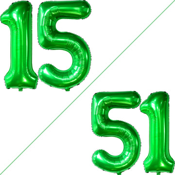 Katchon, Dark Green 15 Balloons Number - 40 Inch | Green Number 15 Balloons For 15Th Birthday Decorations | 15 Birthday Balloons For 15Th Birthday Decorations For Boys | Green Birthday Decorations