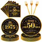 EUOYUFO 96PCS 50th Birthday Plates and Napkins Party Supplies 50th Birthday Decorations for Men 50th Anniversary Decorations Vin