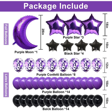Naninuneno 12Th Birthday Decorations Set For Girl Women Boy Men, Purple Black 12 Happy Birthday Balloons Supplies With Purple Nu