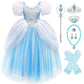 MDYCW Princess Cinderella Halloween Costume with Accessories for Girls, Birthday Party Fairy Dress Up