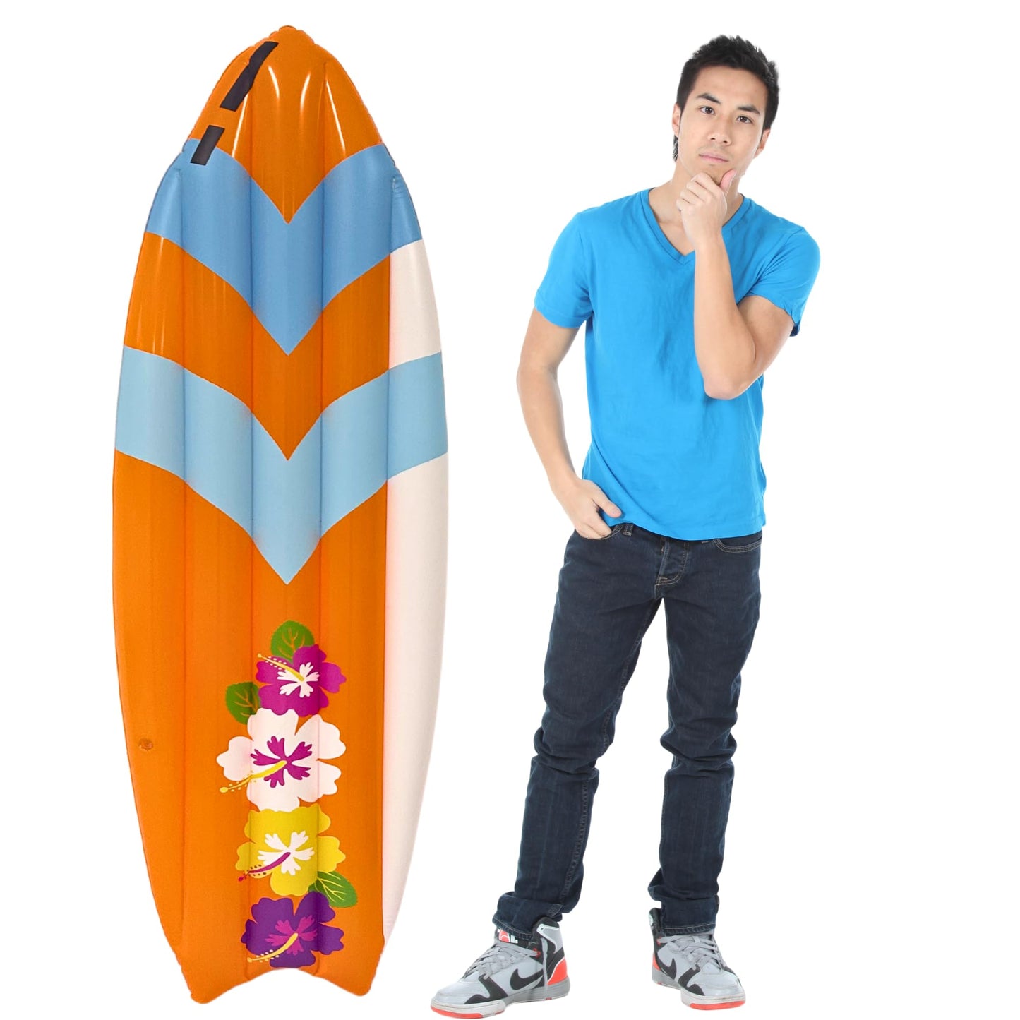 5.5 Ft Inflatable Surf Board Decoration, Pool Luau Parties Toy For Beach Inflatable Surfboard Float For Adults Kids Surfing Hawaiian Luau Beach Summer Party Prop Decoration By 4E'S Novelty