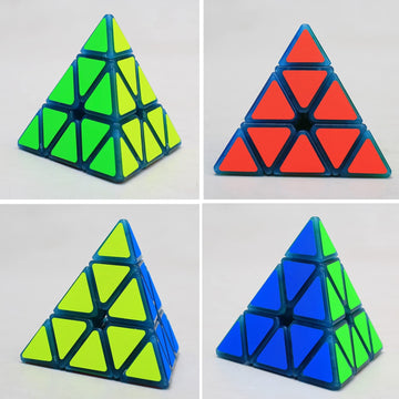 Pyramid Cube Speed Cube Glow In Dark Magic Speed Cube 3-D Brain Teasers Iq Puzzles For Kids And Adults (Blue Fluorescent)