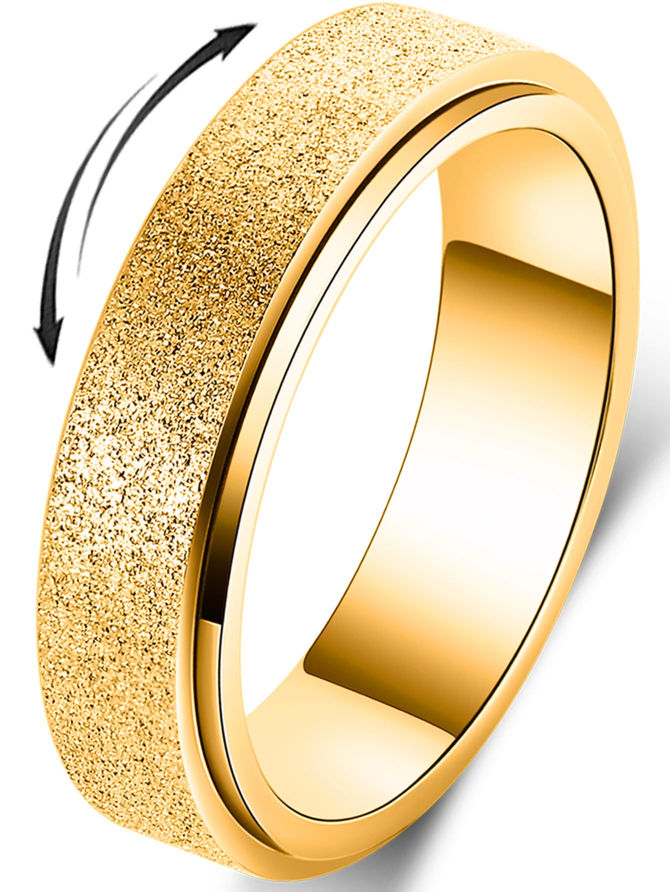 Mhwtty Fidget Toys Adults Spinner Ring Anxiety Ring For Women Fidget Rings Stainless Steel Fidget Spinner Ring Men Gold Size 6