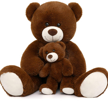 Morismos Giant Teddy Bear Stuffed Animals, Big Mommy And Baby Bear Large Teddy Bears Baby Shower For Girlfriend On Valentine Christmas 39 Inch