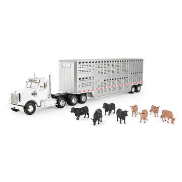 Ertl 1/32 Freightliner 122Sd Semi With Livestock Trailer & Cattle 47362