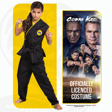 Disguise Cobra Kai Costume For Kids, Official Cobra Kai Costume Kids Gi With Black Belt, Child Size Large (10-12)