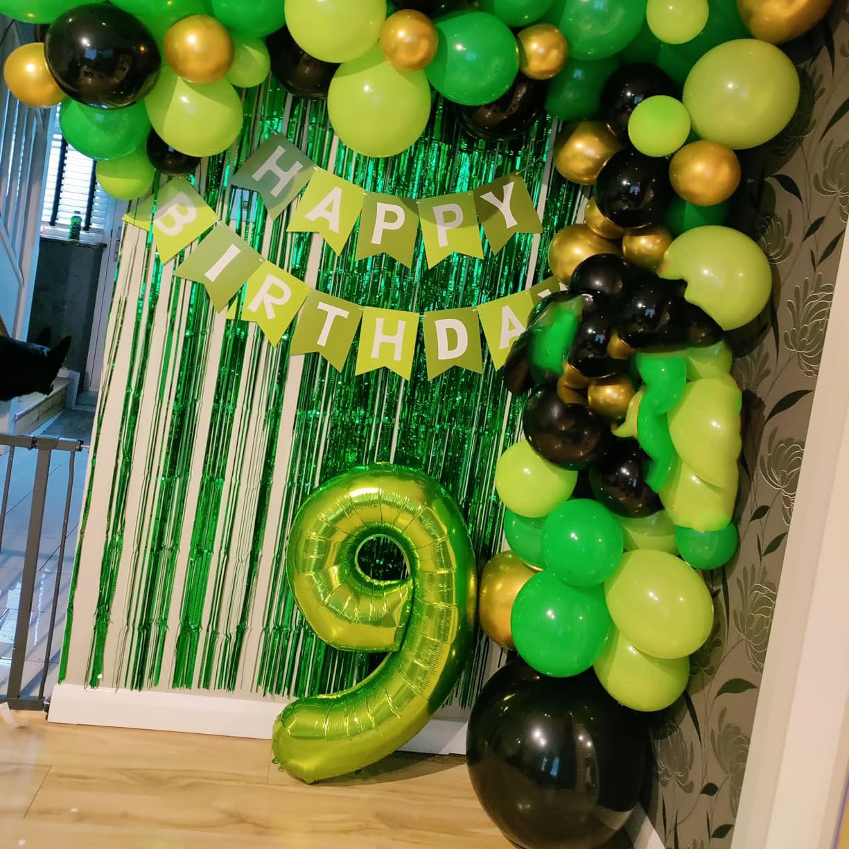 Paticool 40 Inch Green Number Balloon 9, Large Number Foil Balloons Mylar For Girl Boy Birthday Party Celebration Decorations Su