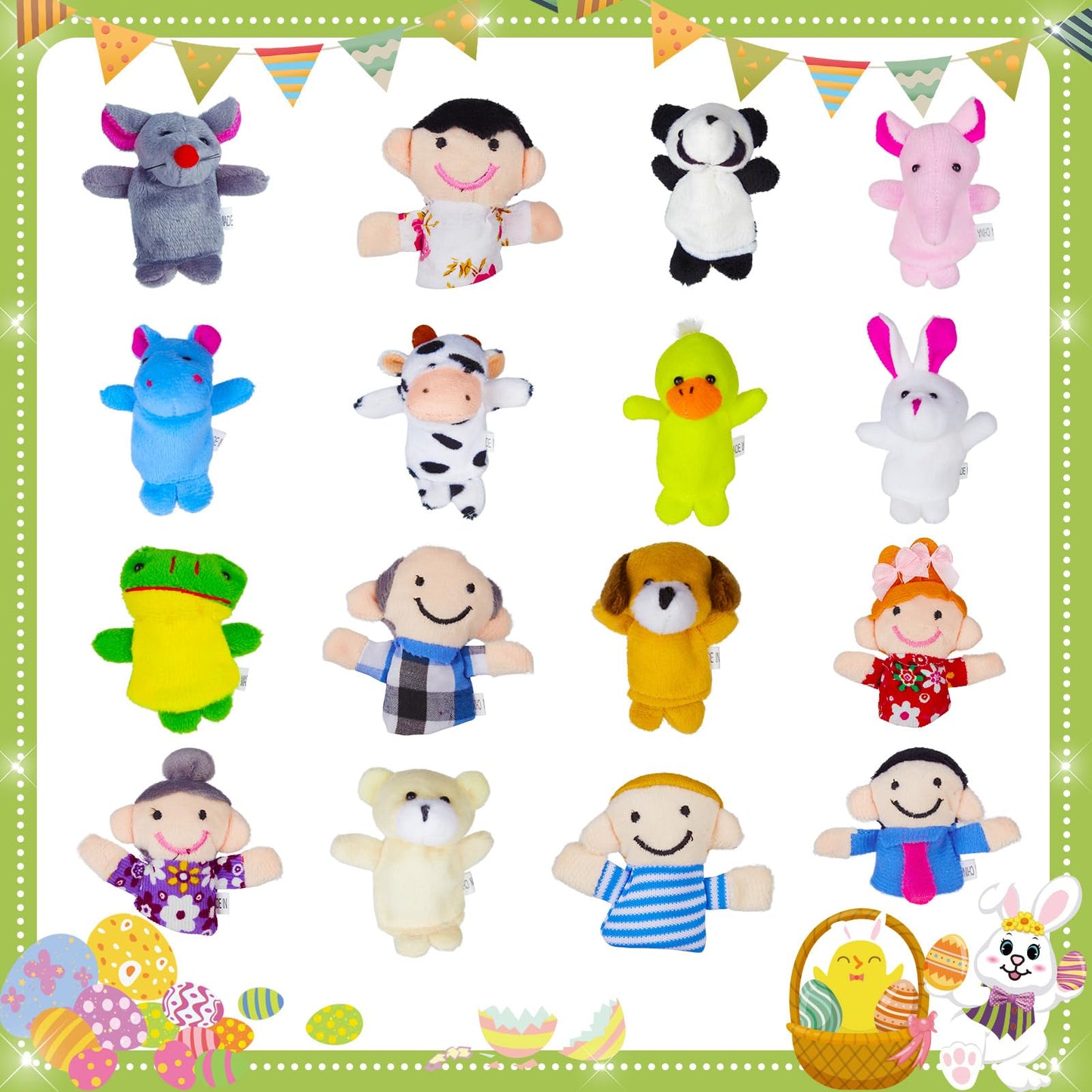 Thinkmax 16Pcs Easter Eggs Filled With Finger Puppets For Easter Basket Stuffers, Easter Eggs Hunt, Easter Party Favor, Easter Gift For Kids