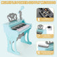 Deao Children'S Piano For Girls, Children'S Musical Piano Keyboard Toys, Electronic Piano Toy With Stool And Microphone, 25 Keys, 22 Songs (Blue)