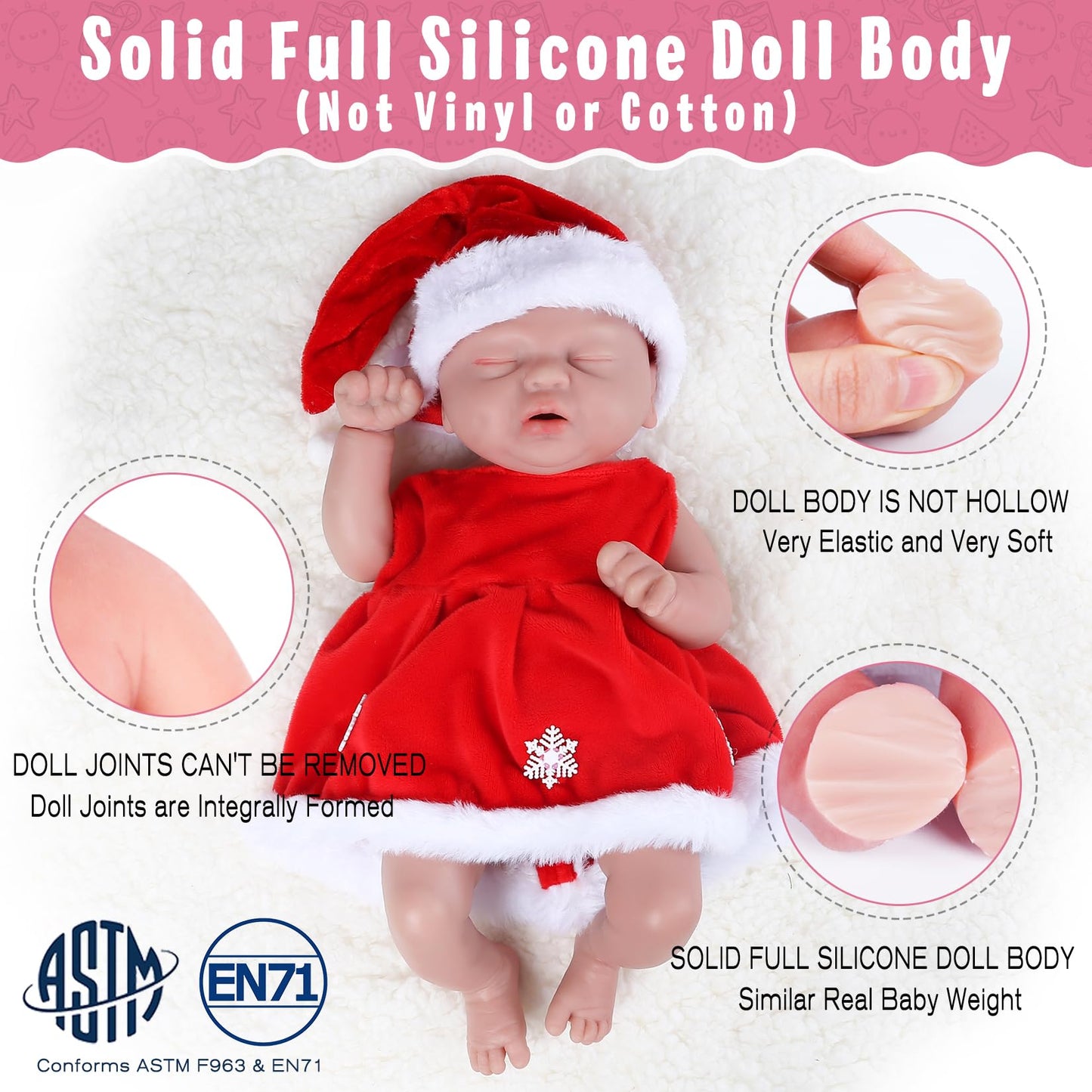 Vollence 14 Inch Sleeping Reborn Baby Doll Silicone Doll Realistic Newborn Baby Dolls With Feeding Accessories & Gift Box - Girl