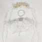 Doll Clothes - Wedding Bliss Gown Set for 17cm LBB  Including a White Veil  Pearl Necklace  Floral Wedding Dress  and Pearl-Adorned Headdress - Doll Not Included