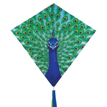 In The Breeze 3291 - Peacock 30 Inch Diamond Kite - Fun, Easy Flying Kite