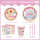 Ice Cream Party Supplies Summer Birthday Disposable Tableware Set Pink Plates Napkins Cups Birthday Party Dinnerware For 24 Gues