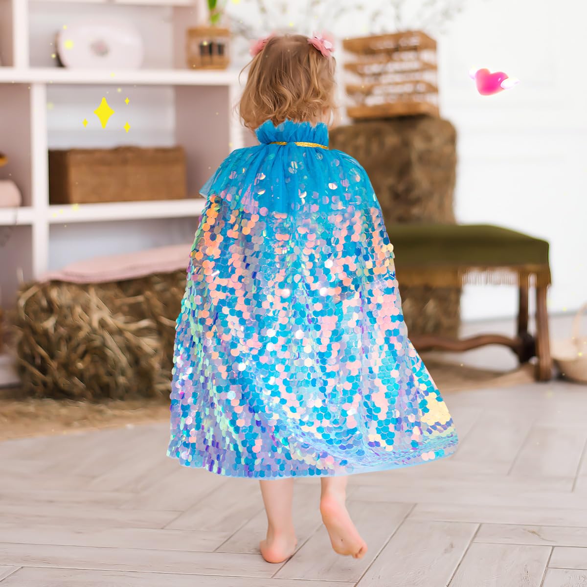 Meland Princess Dress Up for Girls 3-8  11Pcs Mermaid Cape with Crown  Dress Up Clothes Birthday Gift Toys for Girls Toddlers