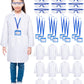 Xtinmee 12 Sets 36 Pcs Kids Lab Coat Set Halloween Doctor Costume With Goggles Id Card Science Dentist Doctor Dress Up Kit (Larg