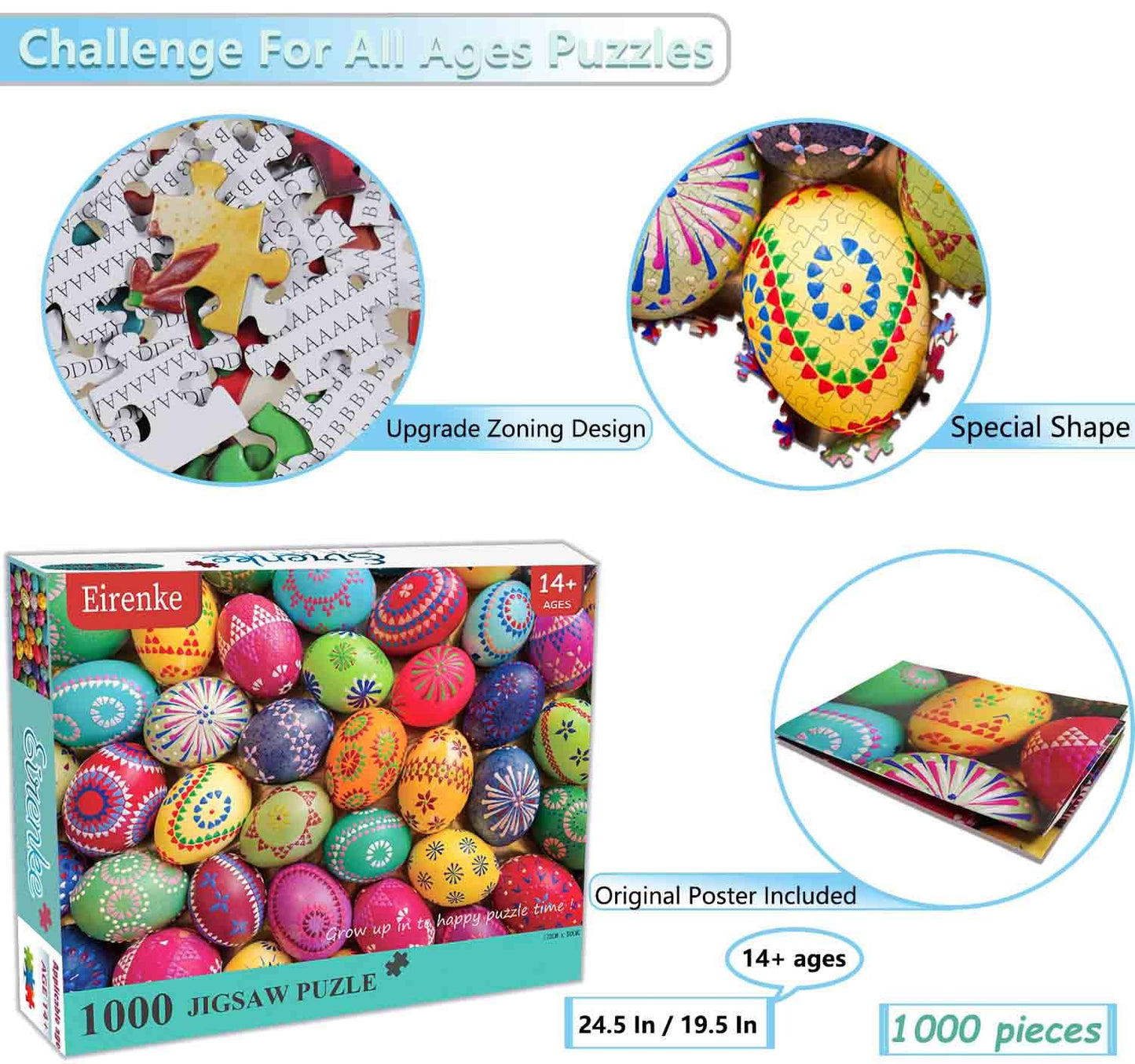 Puzzles For Adults 1000 Piece - Easter Eggs - Jigsaw Puzzles 1000 Pieces Puzzles Painted Easter Eggs & Vintage Easter Eggs Puzzles