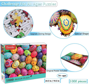 Puzzles For Adults 1000 Piece - Easter Eggs - Jigsaw Puzzles 1000 Pieces Puzzles Painted Easter Eggs & Vintage Easter Eggs Puzzles
