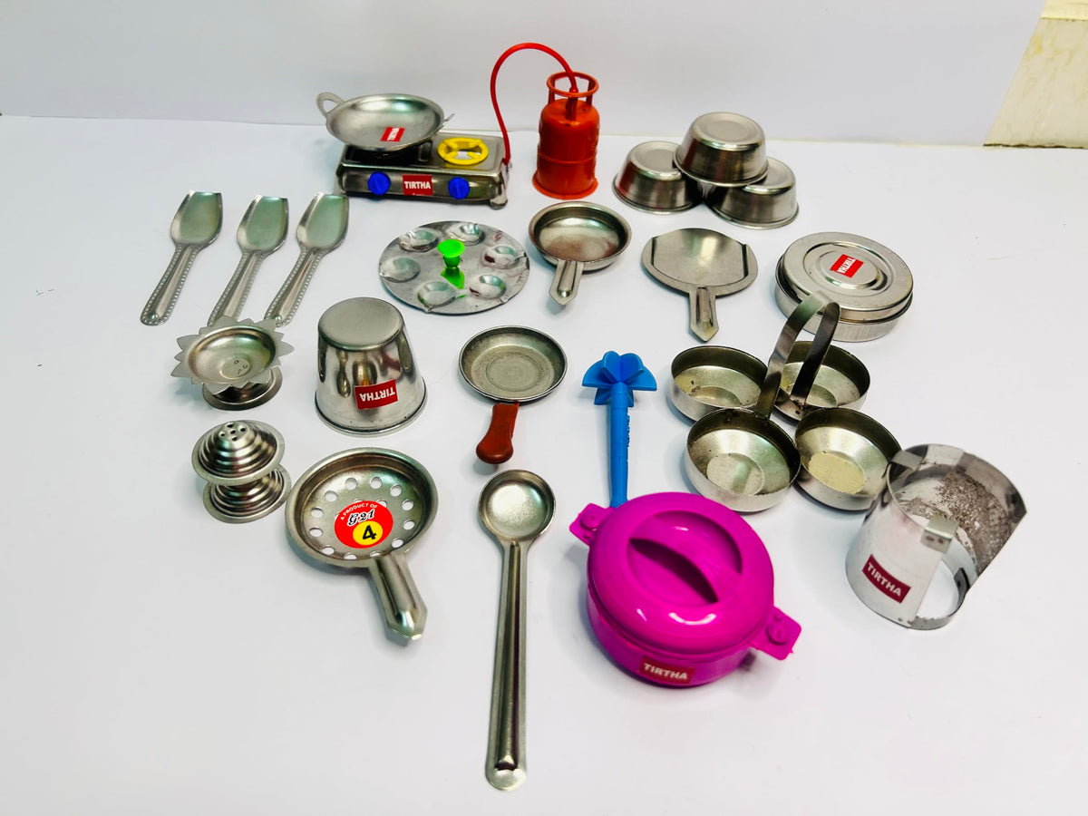 Stainless Steel Kitchen Set for Kids/Kitchen Toys for Kids/Pretend Kitchen Play Set for Kids Miniature new22