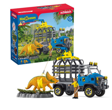 Schleich Dinosaurs, Dinosaur Toys For Kids, Dino Transport Mission Set With Dinosaur Truck And Triceratops Toy, 13 Pieces, Ages 4+