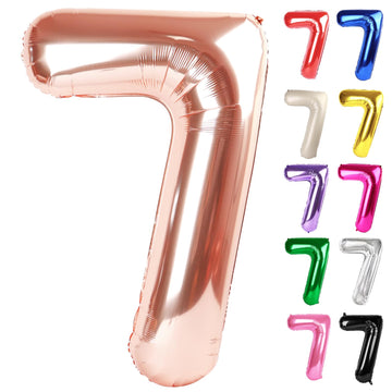 Rose Gold Number 7 Balloon 40 Inch, 7 Balloon Number, 7Th Birthday Decorations, Rose Gold Party Supplies For Boys Girls