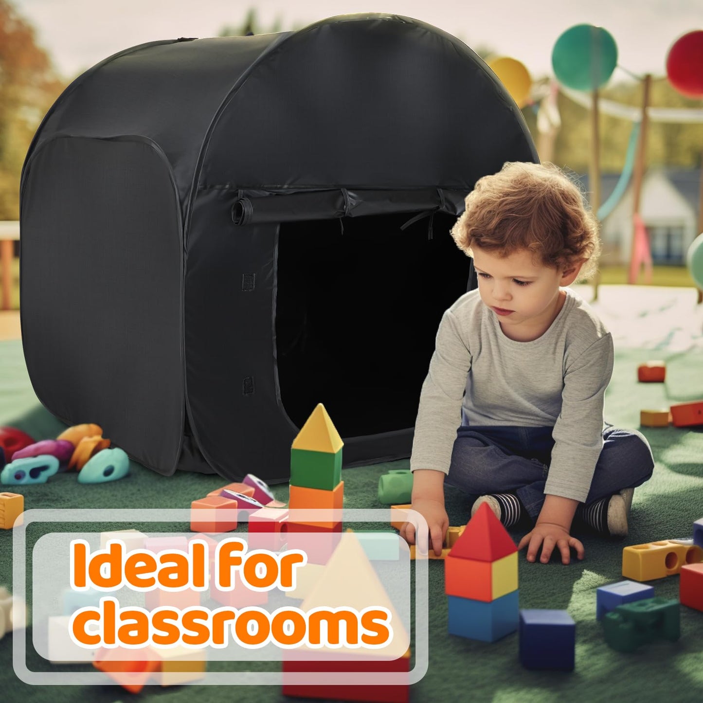 Fahkns Sensory Tent|Quiet Corner For Kids To Play And Relax| Portable Pop-Up Blackout Tent Black With Travel Bag|Sensory Tent Fo