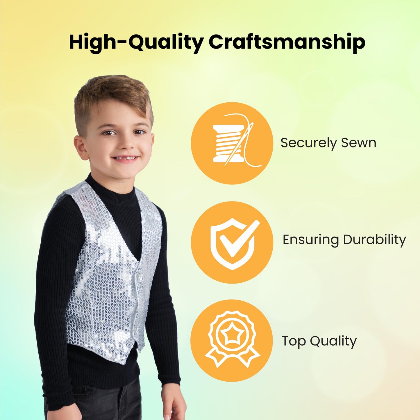 Silver Sequined Vest - Size XL (14-16)