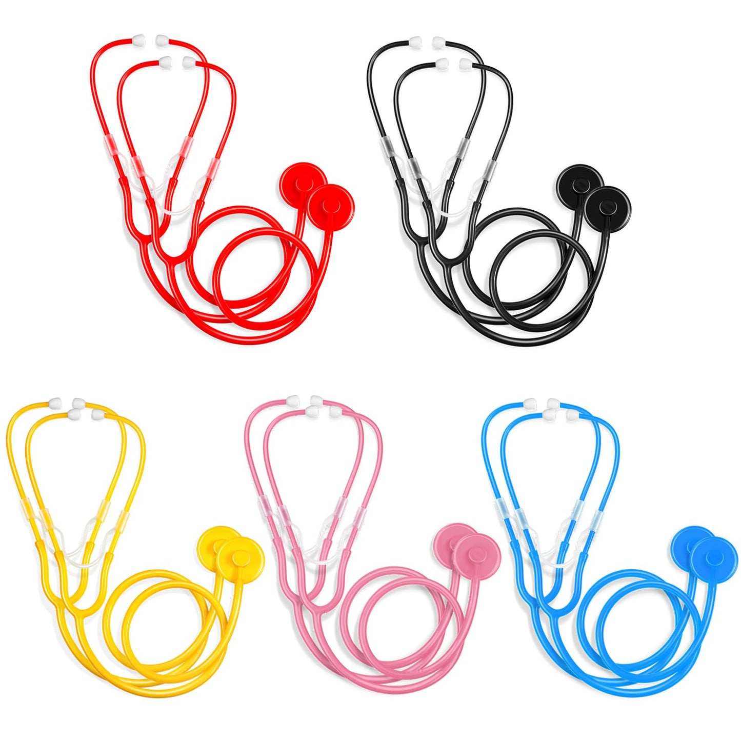 RoundFunny 10 Pack Boys Girls Kids Stethoscope Toy Disposable Plastic Stethoscope Real Working for Girls Boys Doctor Kit Role Pl