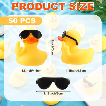 Fingertip Wd 50 Pcs Rubber Ducks With Sunglasses,Squeak Finger Duck Bath Toys,Funny Rubber Ducks Rubber Figurines Mini Ducks For